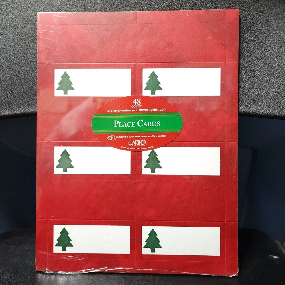48 Christmas Tree Place‎ Cards, Printable Holiday Party Table Dinner
